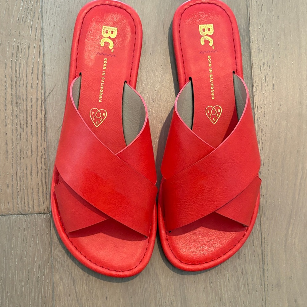 BC Footwear Red Cross Strap Sandals